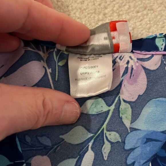 White Cross Womens Scrub Healthcare Top Size Large , Tropical Pink & Blue - Picture 4 of 7